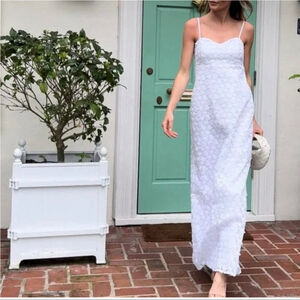 Women's Lilly Pulitzer White Floral Lace Maxi Slip Dress size 2